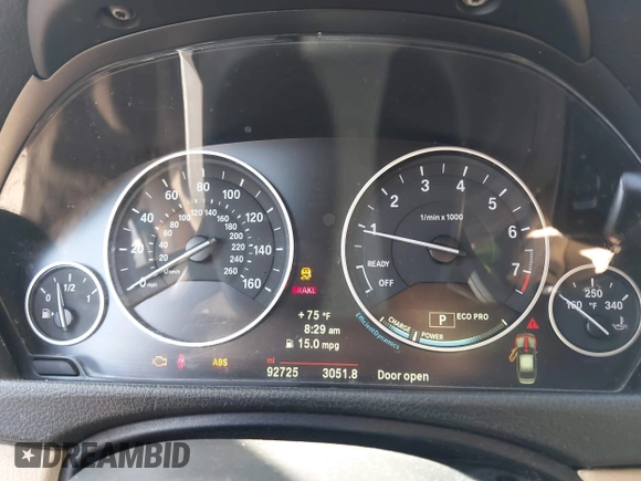 2014 BMW 3 Series 328i with VIN WBA3C1C53EK117260, listed as a IAAI auction lot 41996712 with 92,725 mi miles and . Bid and sale history available at carsss.com. Image 7.