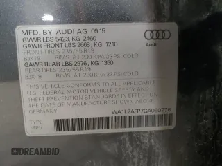 2016 Audi Q5 Premium Plus with VIN WA1L2AFP7GA060776, listed as a Copart auction lot 54082305 with 163,219 mi miles and Clean Title. Bid and sale history available at carsss.com. Image 14.