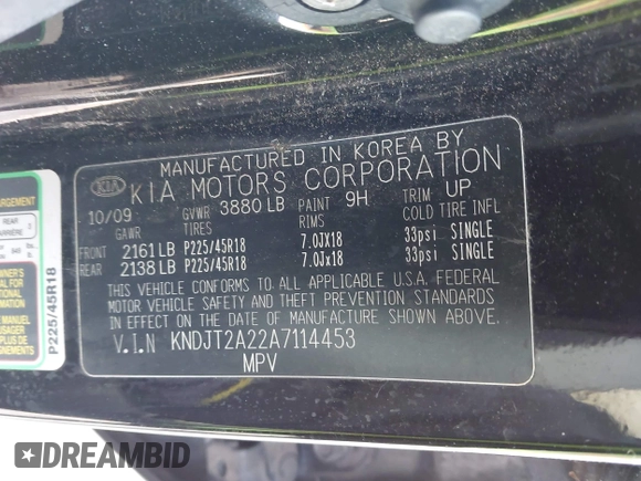 2010 Kia Soul + with VIN KNDJT2A22A7114453, listed as a IAAI auction lot 41597098 with 129,575 mi miles. Bid and sale history available at carsss.com. Image 9.