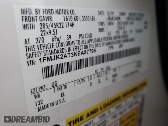 2019 Ford Expedition Max Limited with VIN 1FMJK2AT3KEA87798, listed as a Copart auction lot 48912495 with 84,688 mi miles and Salvage title. Bid and sale history available at DreamBid. Image 13.
