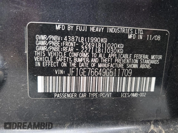 2009 Subaru Impreza Sedan WRX w/Premium Pkg with VIN JF1GE76649G511709, listed as a Copart auction lot 77744384 with 158,031 mi miles and Salvage Title. Bid and sale history available at carsss.com. Image 12.