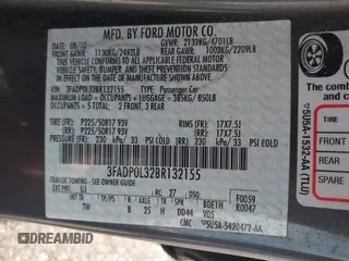 2011 Ford Fusion Hybrid with VIN 3FADP0L32BR132155, listed as a IAAI auction lot 42196233 with 77,900 mi miles and . Bid and sale history available at DreamBid. Image 9.