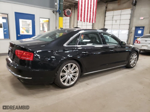 2014 Audi A8 L 3.0T with VIN WAURGAFD1EN009932, listed as a Copart auction lot 84607914 with 87,981 mi miles and Salvage Title. Bid and sale history available at carsss.com. Image 3.