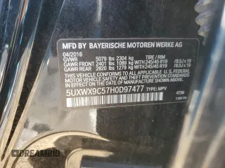 2017 BMW X3 xDrive28i with VIN 5UXWX9C57H0D97477, listed as a Copart auction lot 45215085 with 135,507 mi miles and Salvage Title. Bid and sale history available at DreamBid. Image 13.