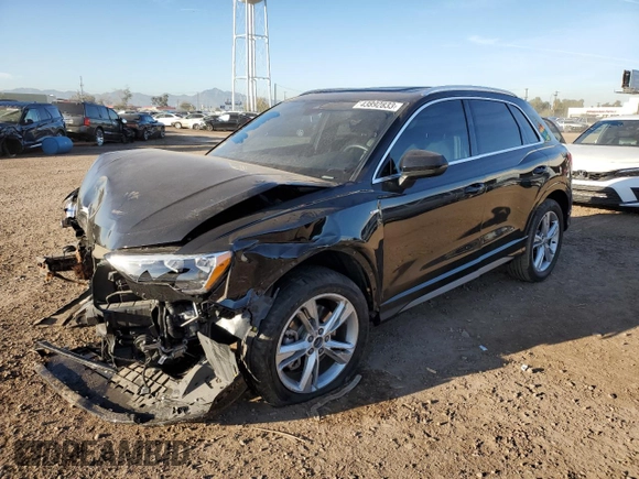 2020 Audi Q3 S line Premium with VIN WA1DECF33L1099539, listed as a Copart auction lot 43892833 with 17,471 mi miles. Bid and sale history available at carsss.com. Image 1.