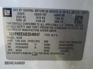 2012 Cadillac SRX Performance Collection with VIN 3GYFNEE30CS548647, listed as a Copart auction lot 49728435 with 70,460 mi miles and Salvage Title. Bid and sale history available at carsss.com. Image 15.