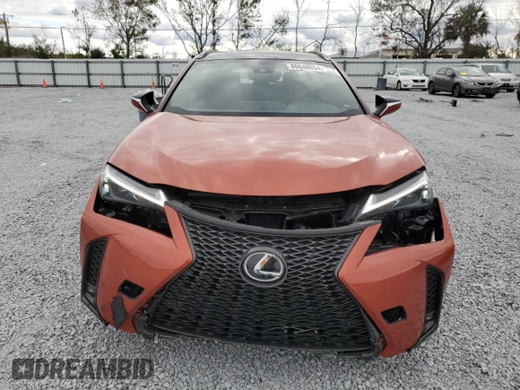 2023 Lexus UX 250h F Sport with VIN JTHR6JBHXP2143632, listed as a Copart auction lot 86048654 with 29,481 mi miles and Salvage title. Bid and sale history available at DreamBid. Image 5.
