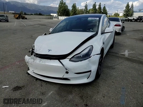 2023 Tesla Model 3 with VIN 5YJ3E1EA5PF486726, listed as a Copart auction lot 51659655 with 14,632 mi miles and Salvage title. Bid and sale history available at DreamBid. Image 10.