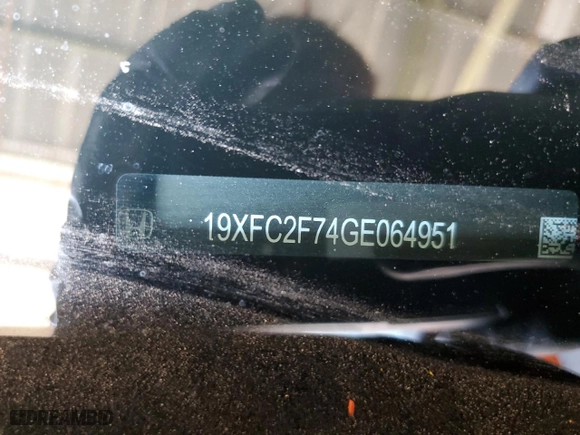 2016 Honda Civic Sedan EX with VIN 19XFC2F74GE064951, listed as a Copart auction lot 53853615 with 0 mi miles and Salvage Title. Bid and sale history available at carsss.com. Image 12.