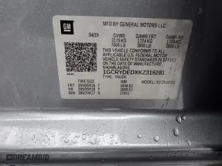 2019 Chevrolet Silverado 1500 LT with VIN 1GCRYDEDXKZ316281, listed as a Copart auction lot 45099525 with 71,355 mi miles and Salvage Title. Bid and sale history available at carsss.com. Image 12.