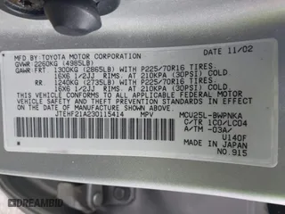 2003 Toyota Highlander with VIN JTEHF21A230115414, listed as a IAAI auction lot 41731716 with 105,941 mi miles. Bid and sale history available at carsss.com. Image 9.