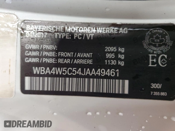 2018 BMW 4 Series 430i xDrive with VIN WBA4W5C54JAA49461, listed as a Copart auction lot 51749285 with 86,927 mi miles and Salvage title. Bid and sale history available at DreamBid. Image 12.