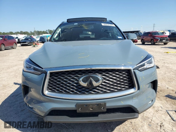 2022 Infiniti QX50 LUXE with VIN 3PCAJ5BA6NF122374, listed as a Copart auction lot 46030365 with 25,287 mi miles and Salvage Title. Bid and sale history available at carsss.com. Image 5.