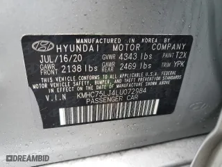 2020 Hyundai Ioniq Electric SE with VIN KMHC75LJ4LU072984, listed as a Copart auction lot 43054635 with 33,534 mi miles and Salvage Title. Bid and sale history available at carsss.com. Image 13.