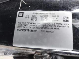 2016 Buick Verano Group with VIN 1G4PS5SK4G4166007, listed as a IAAI auction lot 41854203 with Not provided miles and . Bid and sale history available at DreamBid. Image 9.