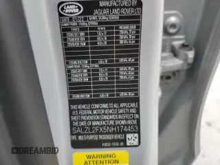 2022 Land Rover Range Rover Evoque R-Dynamic SE z VIN SALZL2FX5NH174453, wystawiony jako Copart lot #57530315 z przebiegiem 15 195 mil mil oraz Szkoda całkowita • Salvage title. Historia ofert i sprzedaży dostępna na DreamBid. Obrazek 13.