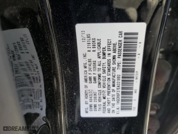 2014 Honda Accord Hybrid with VIN 1HGCR6F37EA001690, listed as a Copart auction lot 86417704 with 166,272 mi miles and Salvage Title. Bid and sale history available at carsss.com. Image 14.