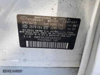 2015 Hyundai Azera with VIN KMHFG4JG9FA483222, listed as a Copart auction lot 76129724 with 49,856 mi miles and Salvage Title. Bid and sale history available at carsss.com. Image 12.