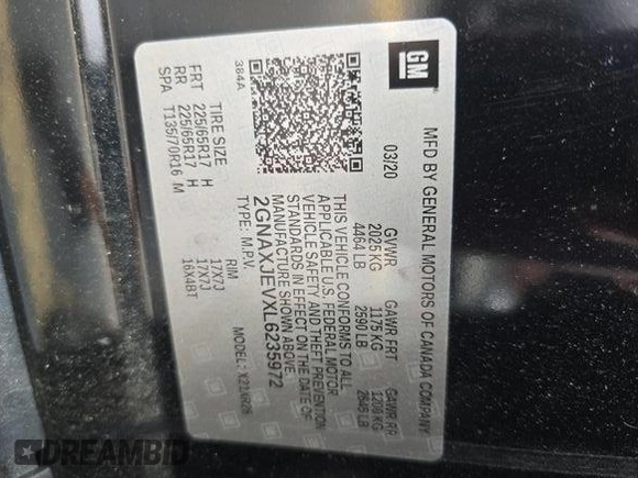 2020 Chevrolet Equinox LT с VIN 2GNAXJEVXL6235972, выставлен на аукционе IAAI как лот 42573207 с пробегом 28 685 миль миль и . История ставок и продаж доступна на DreamBid. Изображение 15.