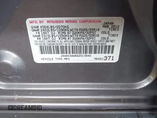 2010 Mitsubishi Outlander SE с VIN JA4AS3AW5AZ013840, выставлен на аукционе IAAI как лот 42180704 с пробегом 148 821 миль миль и . История ставок и продаж доступна на DreamBid. Изображение 9.