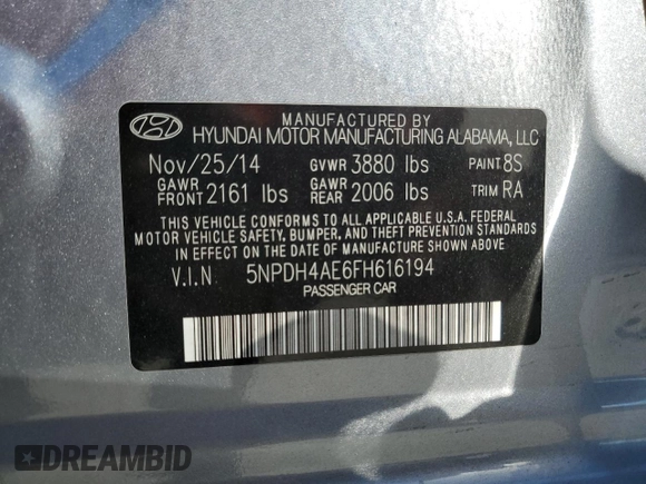 2015 Hyundai Elantra SE z VIN 5NPDH4AE6FH616194, wystawiony jako Copart lot #57157425 z przebiegiem 90 170 mil mil oraz Tytuł czysty. Historia ofert i sprzedaży dostępna na DreamBid. Obrazek 12.