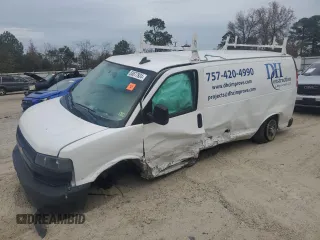 2018 Chevrolet Express Cargo Van with VIN 1GCWGAFP6J1261449, listed as a Copart auction lot 83677924 with 0 mi miles and Salvage Title. Bid and sale history available at carsss.com. Image 1.