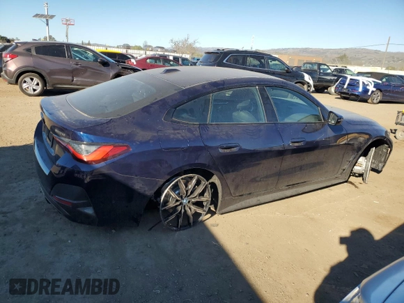 2024 BMW i4 eDrive40 with VIN WBY73AW03RFS35715, listed as a Copart auction lot 87730595 with 10,811 mi miles and Salvage Title. Bid and sale history available at carsss.com. Image 3.