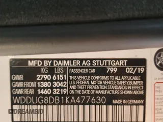 2019 Mercedes-Benz S 560 with VIN WDDUG8DB1KA477630, listed as a Copart auction lot 56252885 with 111,758 mi miles and Salvage title. Bid and sale history available at DreamBid. Image 13.