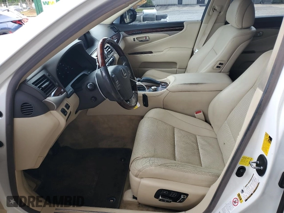2014 Lexus LS 460 with VIN JTHCL5EF3E5021058, listed as a Copart auction lot 55998885 with 320,339 mi miles and Salvage title. Bid and sale history available at DreamBid. Image 7.