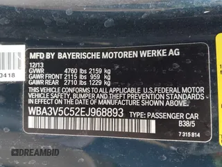 2014 BMW 4 Series 428i with VIN WBA3V5C52EJ968893, listed as a IAAI auction lot 41955531 with 91,090 mi miles and . Bid and sale history available at DreamBid. Image 9.