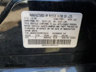 2007 Infiniti G35 Journey with VIN JNKBV61E57M710214, listed as a Copart auction lot 74440784 with 226,245 mi miles and Salvage Title. Bid and sale history available at DreamBid. Image 12.