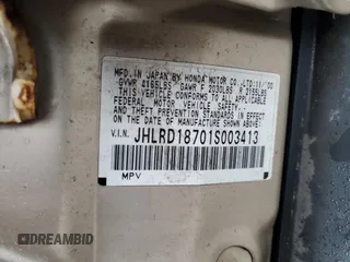 2001 Honda CR-V SE with VIN JHLRD18701S003413, listed as a Copart auction lot 42331875 with 191,476 mi miles and Salvage Title. Bid and sale history available at carsss.com. Image 13.