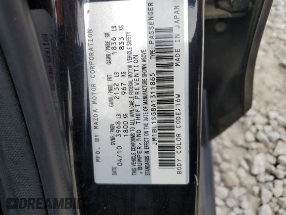 2010 Mazda 3 i Sport with VIN JM1BL1SG8A1311865, listed as a Copart auction lot 51776405 with 131,650 mi miles and Salvage Title. Bid and sale history available at carsss.com. Image 12.