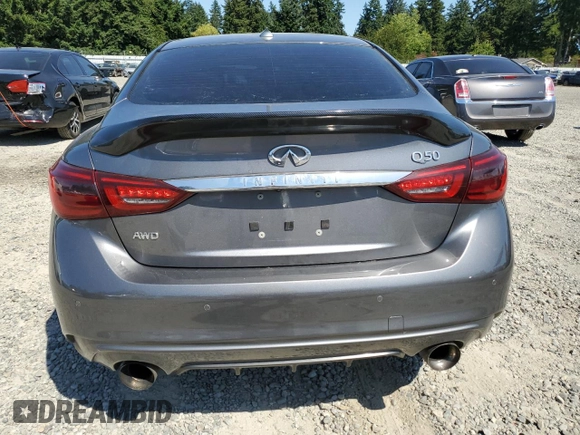 2020 Infiniti Q50 Luxe with VIN JN1EV7AR7LM250090, listed as a Copart auction lot 63420145 with 47,023 mi miles and Salvage title. Bid and sale history available at DreamBid. Image 6.