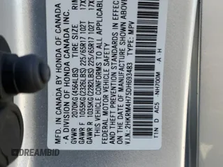2013 Honda CR-V EX-L z VIN 2HKRM4H75DH693483, wystawiony jako Copart lot #55702115 z przebiegiem 210 135 mil mil oraz Szkody całkowita. Historia ofert i sprzedaży dostępna na DreamBid. Obrazek 14.