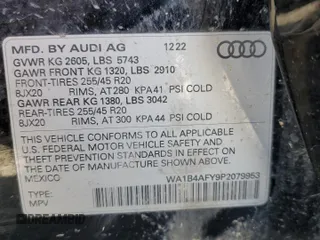2023 Audi SQ5 Premium Plus with VIN WA1B4AFY9P2079953, listed as a Copart auction lot 61446414 with 37,100 mi miles and Salvage Title. Bid and sale history available at carsss.com. Image 12.