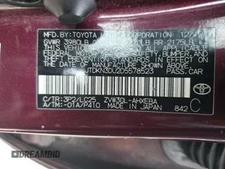 2013 Toyota Prius One with VIN JTDKN3DU2D5578523, listed as a Copart auction lot 63744665 with 275,407 mi miles and Salvage title. Bid and sale history available at DreamBid. Image 12.