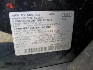 2018 Audi SQ5 Premium Plus with VIN WA1A4AFY6J2211473, listed as a Copart auction lot 60743074 with Not Provided miles and Salvage Title. Bid and sale history available at DreamBid. Image 15.
