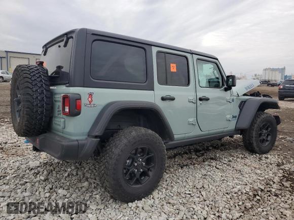 2024 Jeep Wrangler Willys z VIN 1C4RJXN68RW217008, wystawiony jako Copart lot #50819115 z przebiegiem Nie podano mil oraz Szkoda całkowita • Salvage title. Historia ofert i sprzedaży dostępna na DreamBid. Obrazek 3.
