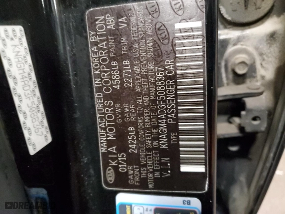 2015 Kia Optima Hybrid with VIN KNAGM4AD3F5088367, listed as a Copart auction lot 89214645 with NaN miles and Clean Title. Bid and sale history available at carsss.com. Image 13.