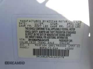 2010 Nissan Sentra 2.0 with VIN 3N1AB6AP6AL641478, listed as a IAAI auction lot 42269996 with 194,523 mi miles and . Bid and sale history available at DreamBid. Image 9.