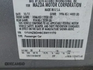 2012 Mazda 6 i Touring with VIN 1YVHZ8DH6C5M11170, listed as a IAAI auction lot 42718545 with 194,902 mi miles and . Bid and sale history available at DreamBid. Image 9.