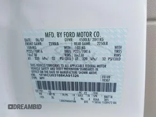 2008 Ford Escape XLT with VIN 1FMCU03188KA91326, listed as a IAAI auction lot 42293474 with 197,945 mi miles and . Bid and sale history available at DreamBid. Image 9.