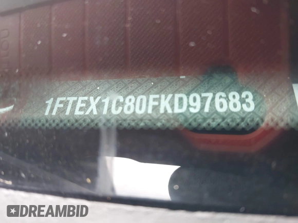 2015 Ford F-150 XL with VIN 1FTEX1C80FKD97683, listed as a IAAI auction lot 42417962 with 102,368 mi miles and . Bid and sale history available at DreamBid. Image 9.