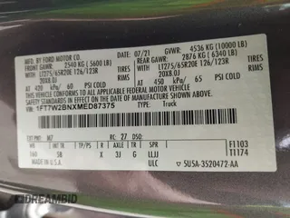 2021 Ford F-250 XL с VIN 1FT7W2BNXMED87375, выставлен на аукционе IAAI как лот 42015832 с пробегом 22 813 миль миль и . История ставок и продаж доступна на DreamBid. Изображение 9.