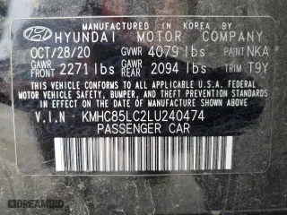 2020 Hyundai Ioniq Hybrid SEL with VIN KMHC85LC2LU240474, listed as a Copart auction lot 46126095 with 90,561 mi miles and Salvage Title. Bid and sale history available at carsss.com. Image 13.