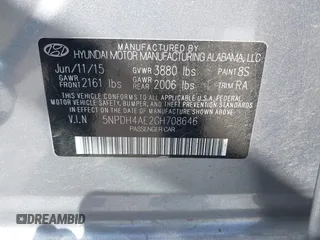 2016 Hyundai Elantra SE with VIN 5NPDH4AE2GH708646, listed as a IAAI auction lot 42543326 with 109,490 mi miles and . Bid and sale history available at DreamBid. Image 9.