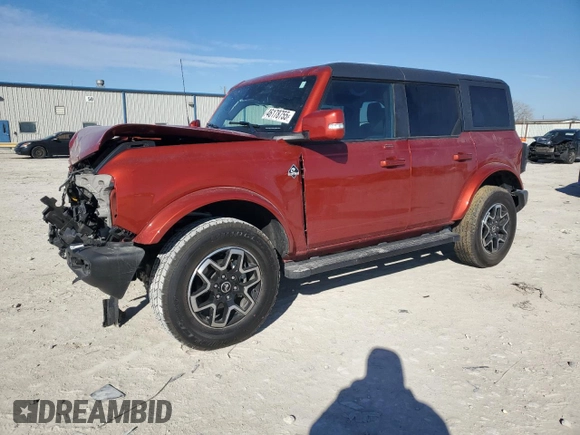 2023 Ford Bronco with VIN 1FMEE5BP2PLB61761, listed as a Copart auction lot 46178755 with 17,180 mi miles and Salvage Title. Bid and sale history available at DreamBid. Image 1.