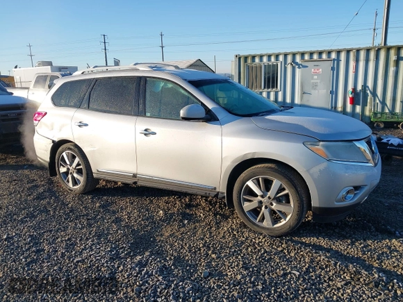 2014 Nissan Pathfinder Platinum with VIN 5N1AR2MM9EC676855, listed as a IAAI auction lot 41450200 with 142,322 mi miles and . Bid and sale history available at DreamBid. Image 1.