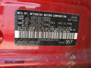2019 Mitsubishi Outlander Sport SE 2.0 with VIN JA4AP4AU6KU013740, listed as a Copart auction lot 86651024 with 0 mi miles and Salvage Title. Bid and sale history available at carsss.com. Image 13.